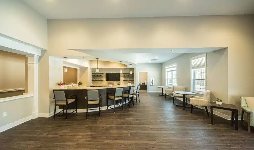 living room and kitchen space at the park, showcasing comfortable furniture